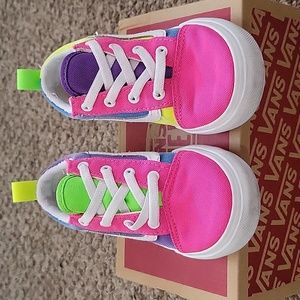 Vans, size 9 (toddler), block neon